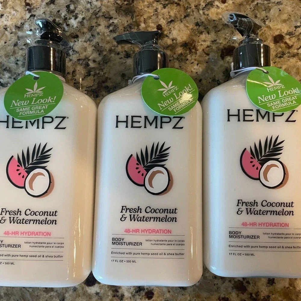 Hempz Fresh Coconut & Watermelon Daily Moisturizing Body Lotion Bundle–3 Bottles